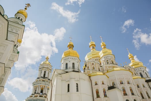 White orthodox church against the blue sky