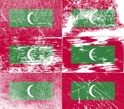 Flag of Maldives with old texture.  illustration