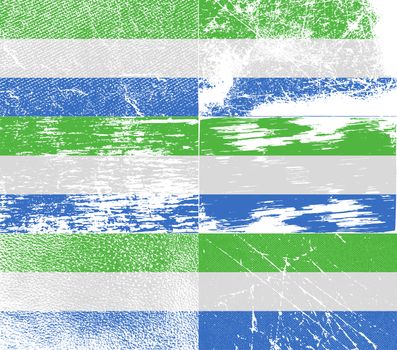 Flag of Sierra Leone with old texture.  illustration