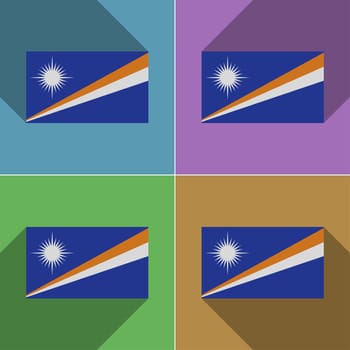 Flags of Marshll Islands. Set of colors flat design and long shadows.  illustration