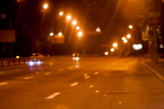 blurred night street background in Kiev out of  focus