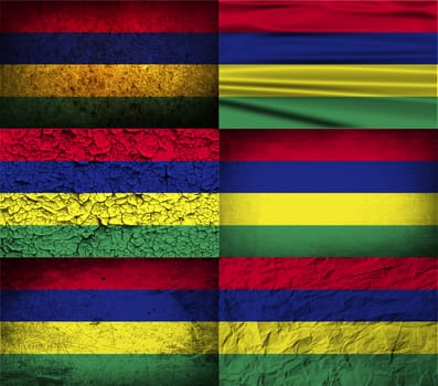 Flag of Mauritius with old texture.  illustration