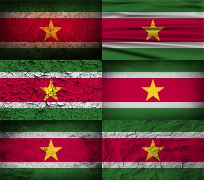 Flag of Suriname with old texture.  illustration