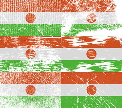 Flag of Niger with old texture.  illustration