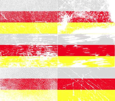 Flag of North Ossetia with old texture.  illustration