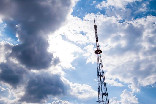 cloudy sky and telecommunication tower can be used as background