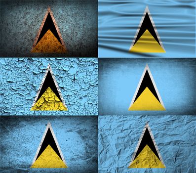 Flag of Saint Lucia with old texture.  illustration