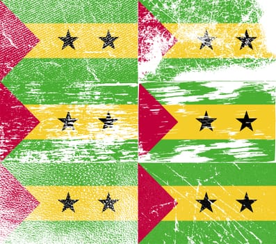 Flag of Sao Tome and Principe with old texture.  illustration