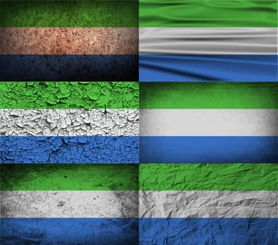 Flag of Sierra Leone with old texture.  illustration