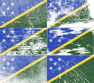 Flag of Solomon Islands with old texture.  illustration