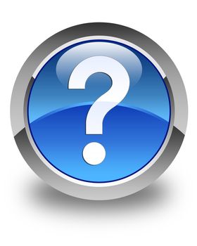 Question mark icon glossy blue round button