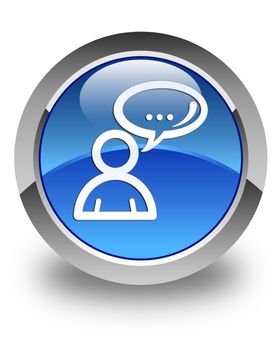 Social network icon glossy blue round button