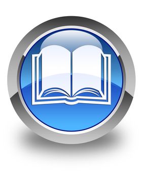 Book icon glossy blue round button