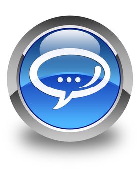Chat icon glossy blue round button