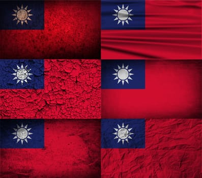 Flag of Taiwan with old texture.  illustration