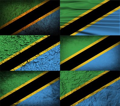 Flag of Tanzania with old texture.  illustration
