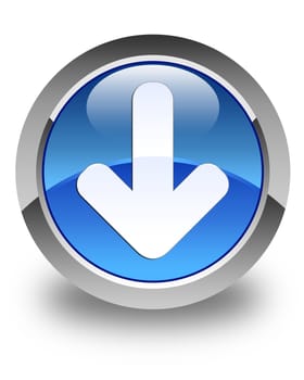 Download icon glossy blue round button