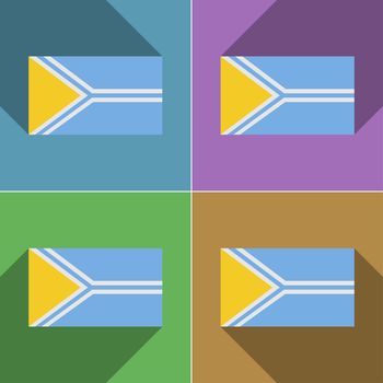 Flags of Tuva. Set of colors flat design and long shadows.  illustration