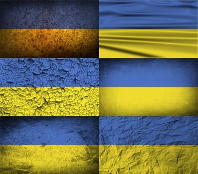 Flag of Ukraine with old texture.  illustration