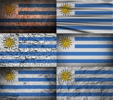 Flag of Uruguay with old texture.  illustration