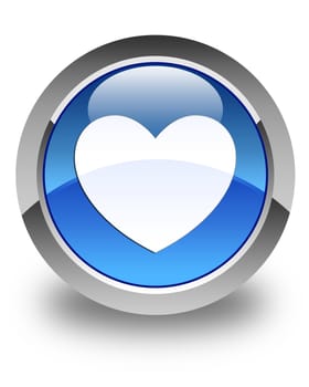 Heart icon glossy blue round button
