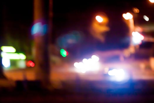 blurred night street background in Kiev out of  focus