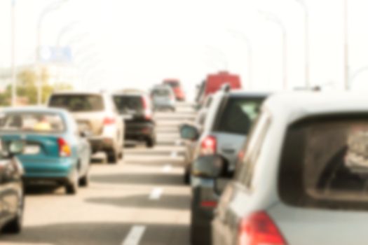 blurred traffic jam can be used as background