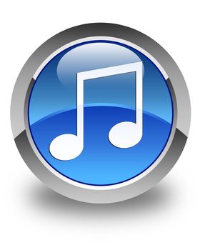 Music icon glossy blue round button