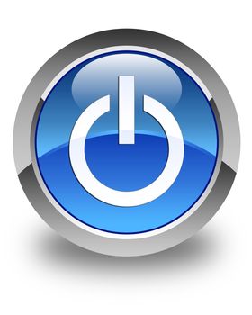 Power icon glossy blue round button