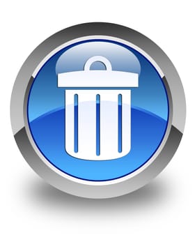 Recycle bin icon glossy blue round button