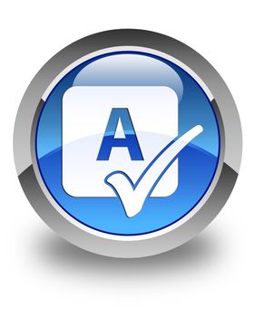 Spell check icon glossy blue round button