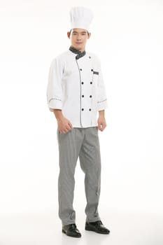 Wearing all kinds of clothing chef dietitian in front of white background