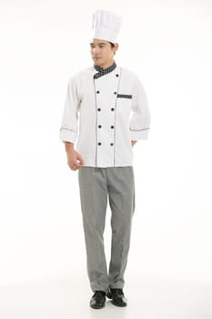 Wearing all kinds of clothing chef dietitian in front of white background
