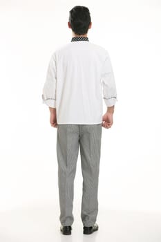 Wearing all kinds of clothing chef dietitian in front of white background