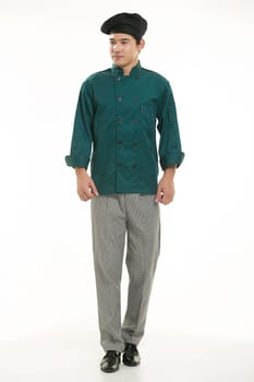 Wearing all kinds of clothing chef dietitian in front of white background