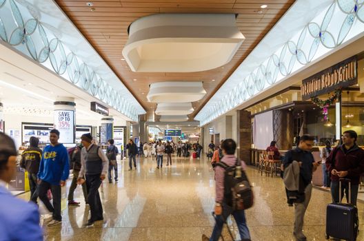 Mumbai, India - December25, 2014: Tourist Shopping at Duty free zone in Chhatrapati Shivaji International Airport - Terminal 2 on December25, 2014 in Mumbai, India. Skidmore, Owings and Merrill (SOM) was the architectural designer of the project. 