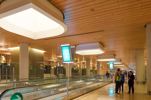 Mumbai, India - December25, 2014: Tourist Shopping at Duty free zone in Chhatrapati Shivaji International Airport - Terminal 2 on December25, 2014 in Mumbai, India. Skidmore, Owings and Merrill (SOM) was the architectural designer of the project. 