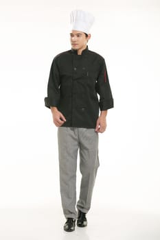 Wearing all kinds of clothing chef dietitian in front of white background