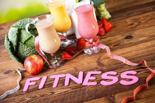 Vitamin and Fitness diet, dumbbell