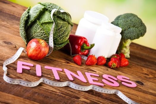 Vitamin and Fitness diet, dumbbell