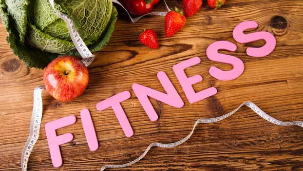 Vitamin and Fitness diet, dumbbell