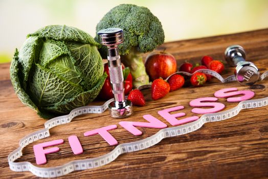 Vitamin and Fitness diet, dumbbell