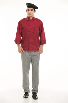 Wearing all kinds of clothing chef dietitian in front of white background