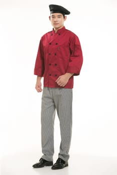 Wearing all kinds of clothing chef dietitian in front of white background