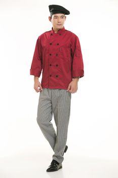Wearing all kinds of clothing chef dietitian in front of white background
