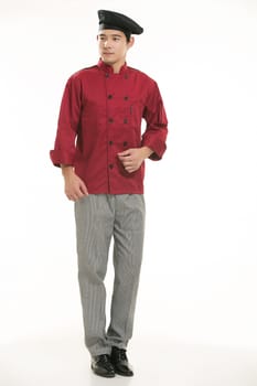 Wearing all kinds of clothing chef dietitian in front of white background