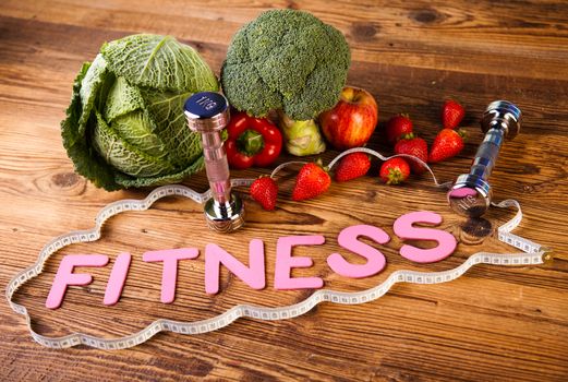 Vitamin and Fitness diet, dumbbell