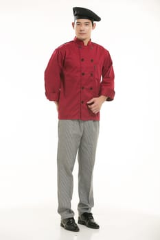 Wearing all kinds of clothing chef dietitian in front of white background
