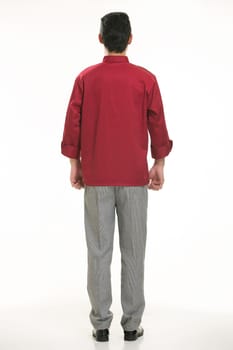 Wearing all kinds of clothing chef dietitian in front of white background