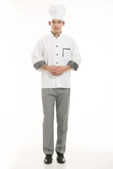 Wearing all kinds of clothing chef dietitian in front of white background